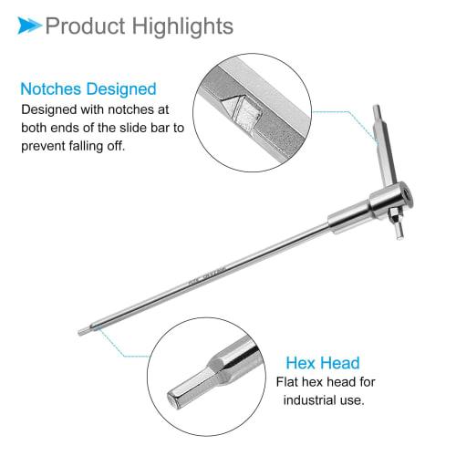 CoCud T-Handle Hex Wrench, 2.5mm Hex, CR-V Steel, Metric, Slide Handle Key Wrench with Speed ??Sleeve for T and L-Handle Drivers, 1 Piece