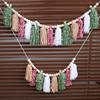 Boho Style Christmas Tassel Ornaments Wooden Beads Tassel Banner Hanging Pendant  Home Decor