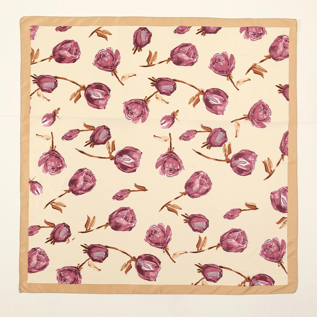 Летняя Повседневная Квадратная Бандана-Хиджаб с Принтом Роз, Атласный Шелковый Платок для Мусульманской Женщины, Повязка на Голову, Женские Платки, Повязка на Голову 85*85 см