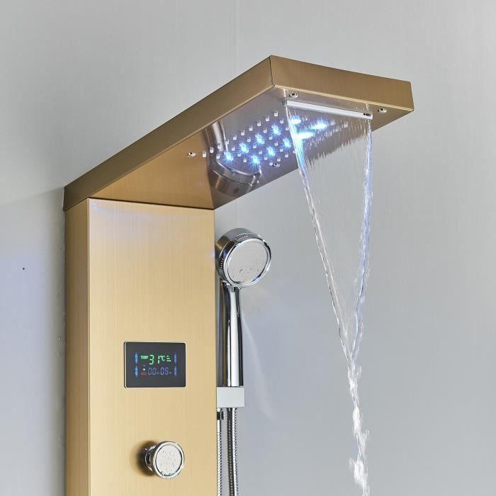 Panneau de douche avec lumière LED, cascade, affichage numérique, ensemble de robinets de douche, SPA, Jet de Massage