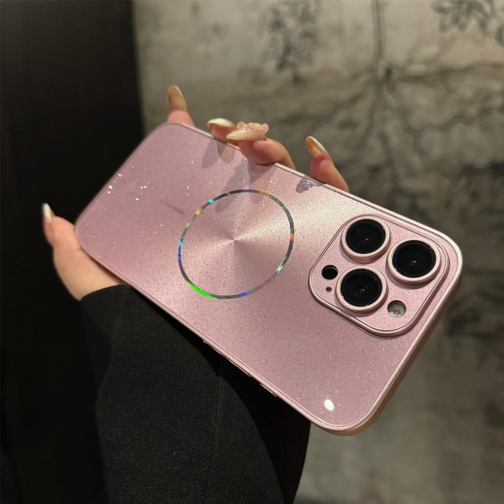 Лазерный блеск с текстурой CD Для чехла-подставки для линз Magsafe Для iPhone Air 17 16 15 14 13 12 11 Pro Max Крышка-держатель для беспроводной зарядки