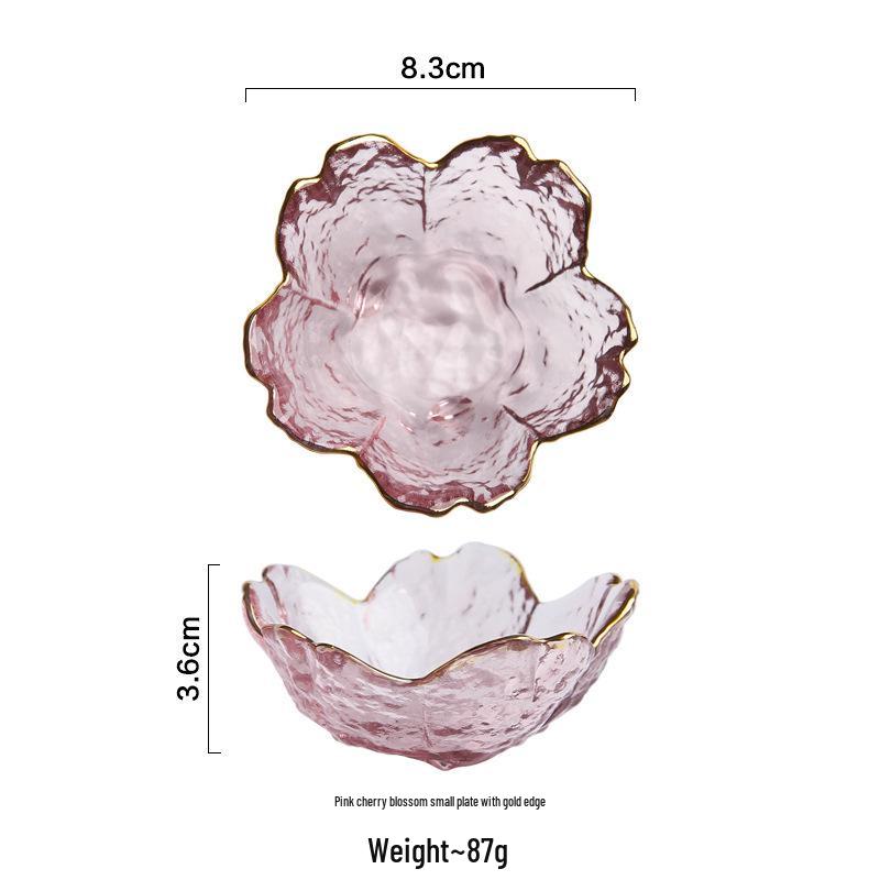 Japanese Hammered Pink Cherry Blossom Bowls and Dishes - Small Plates for Household Seasoning