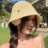 Summer Straw Sun Hat Wide Brim Beach Visor Cap Elegant Straw Bucket Hat Outdoor