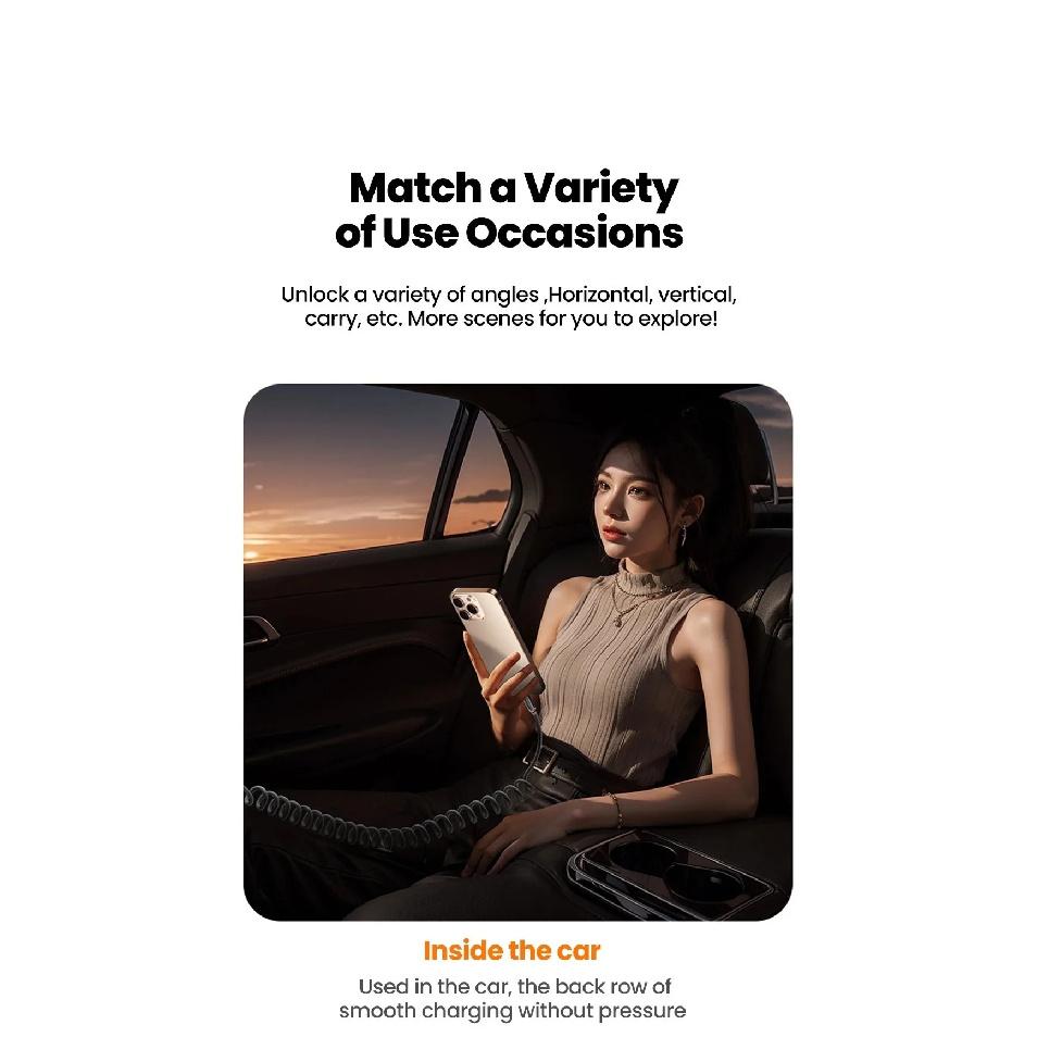 120W Type C Cable Digital Display Car Spring Charging Cord Retractable USB C To Type C Fast Charging Cable for iPhone 17 Xiaomi