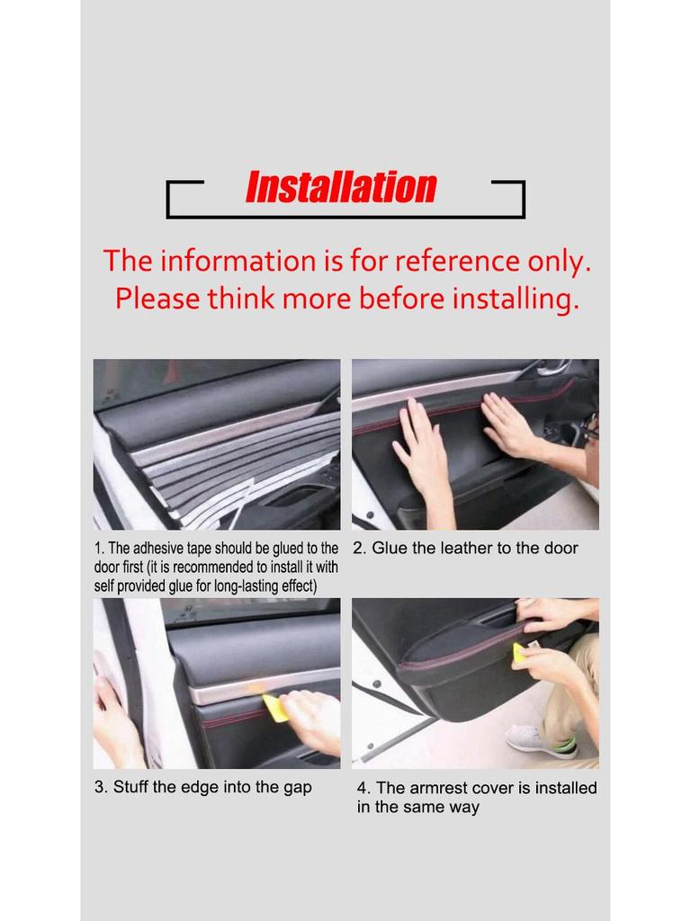 Fits 2016-2021 Honda Civic, Tenth Gen Leather Door Panel Armrest.