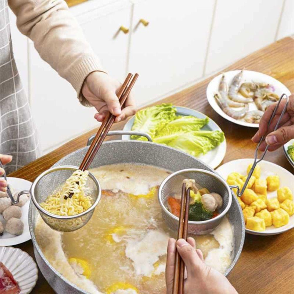 Корзина для жарки из нержавеющей стали, горячая кастрюля, ложка с прорезями для картофеля фри, пищевое сито, дуршлаг, скиммер