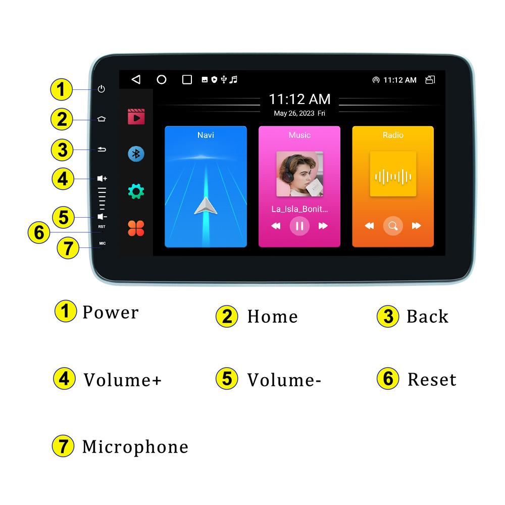 Reakosound 10,1-дюймовая автомобильная стереосистема Carplay, универсальная 2Din Android-радио, вращающийся на 360 градусов экран, мультимедийный проигрыватель, авторадио, аудио RDS DSP