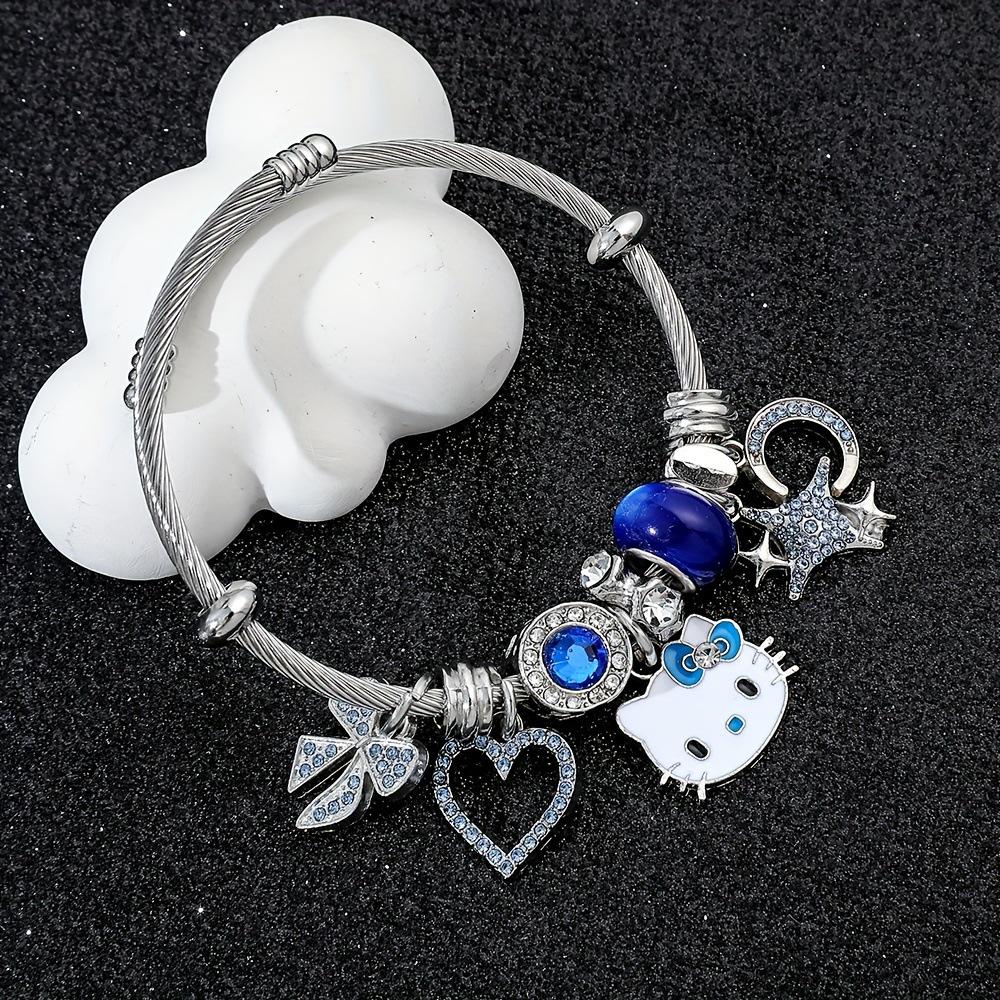 Розовый браслет Pandora Hello Kitty - Милый мультяшный кот, шарм-браслет, бижутерия