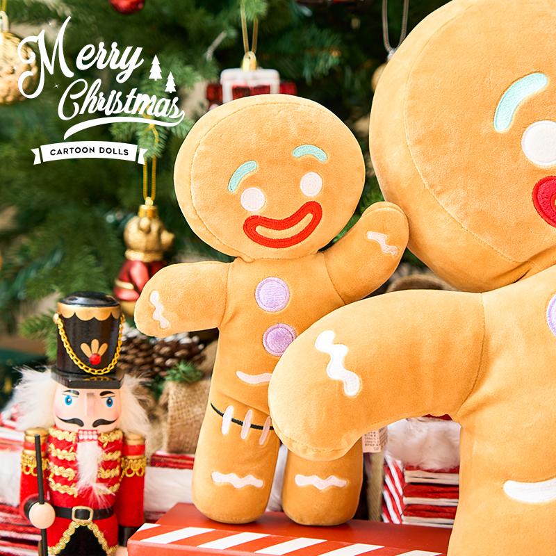 Cute Gingerbread Man Plush Toy Anime Cookie Stuffed Doll Soft Sofa Cushion Christmas Gift For Kids Room Decor