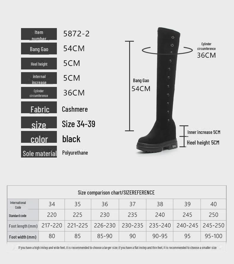 Women's Suede Over-the-Knee Boots: 2024 Elastic, Thick-Soled, Height-Increasing, Plus Velvet for Autumn/Winter