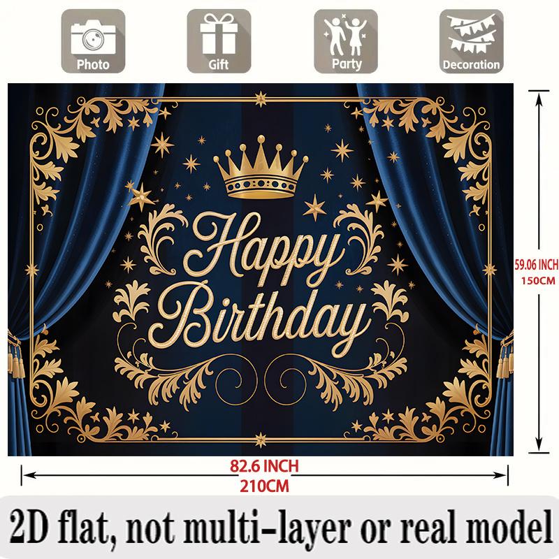 Birthday Party Banner, Elaborate Polyester Backdrop Wall Decor for Celebration