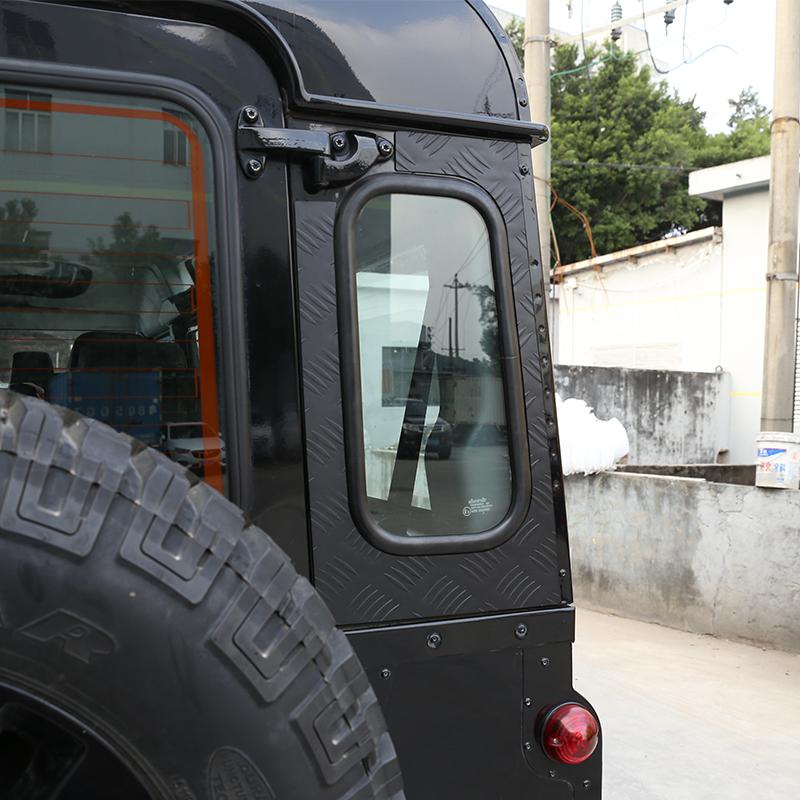 2 шт., черная защитная пластина для стекла задней двери из алюминиевого сплава автомобиля, боковое окно для Land Rover Defender 2004-2018, экстерьер