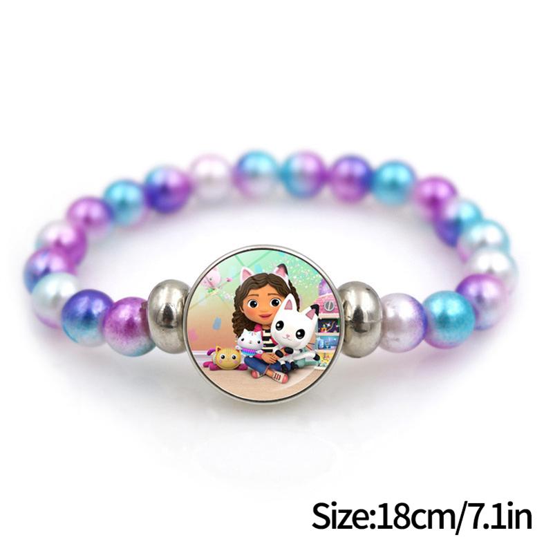 1/2Pcs Cute Gabby Dollhouse Beaded Bracelet Heart Shape Necklace Anime Figure Bracelets Choker Birthday Fans Gift Party Favor
