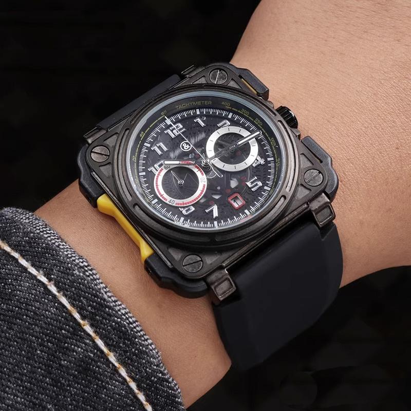 Классический мягкий резиновый ремешок для часов Bell & Ross BR-01 BR-03 Series, черный, выпуклый, 24x35 мм, пряжка, сменный ремешок для часов