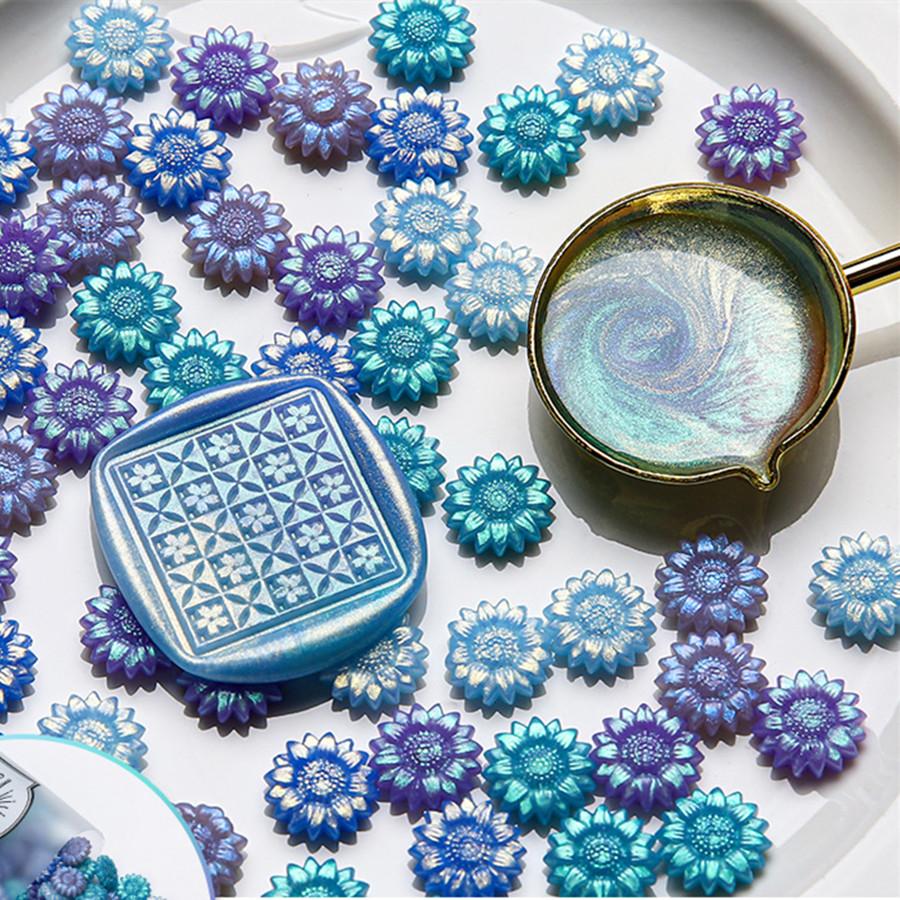 100 шт./пакет, воск для сургуча цвета Авроры, подсолнух, смешанные цвета, для свадебных приглашений, конвертов, упаковки винных подарков