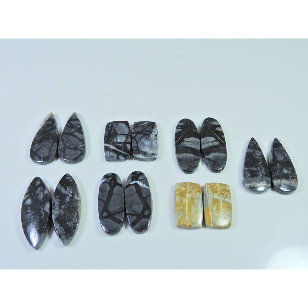 18-28 MM Natural Picasso Jasper Matched Pair Mix Cabochon Gemstone 7Pair Lot C-796