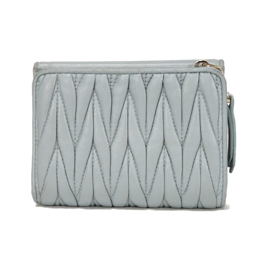 Б/у Компактный кошелек на молнии с узором Matelasse (5ML002 N88 F0012 7941) с RFID и кожей ягненка. Металлический логотип. Женский Cielo из Японии