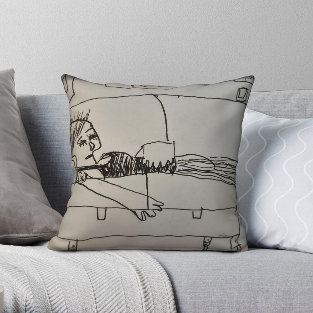 Women Sleeping In Sofa Pillowcase Polyester Linen Velvet Pattern Zip Decorative Sofa Seater Cushion Case