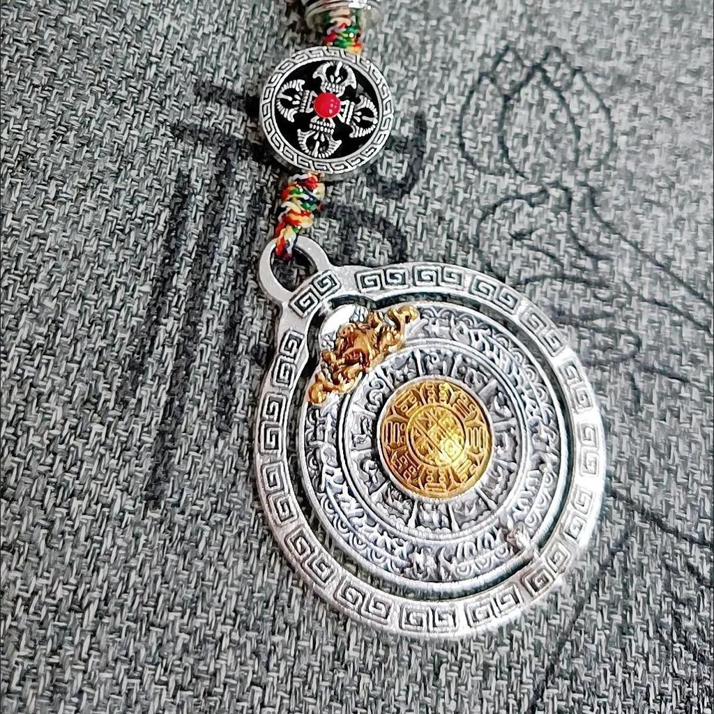 Ожерелье в стиле дзен, крутой кулон с вращающейся поясной биркой Jiugong Bagua, счастливый кулон