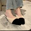 Sexy Pointed Toe Fur Slippers Women Heels Shoes Winter Elegant Mules Shoes 2024 New Fashion Flip Flops Slingback Pumps Sandals