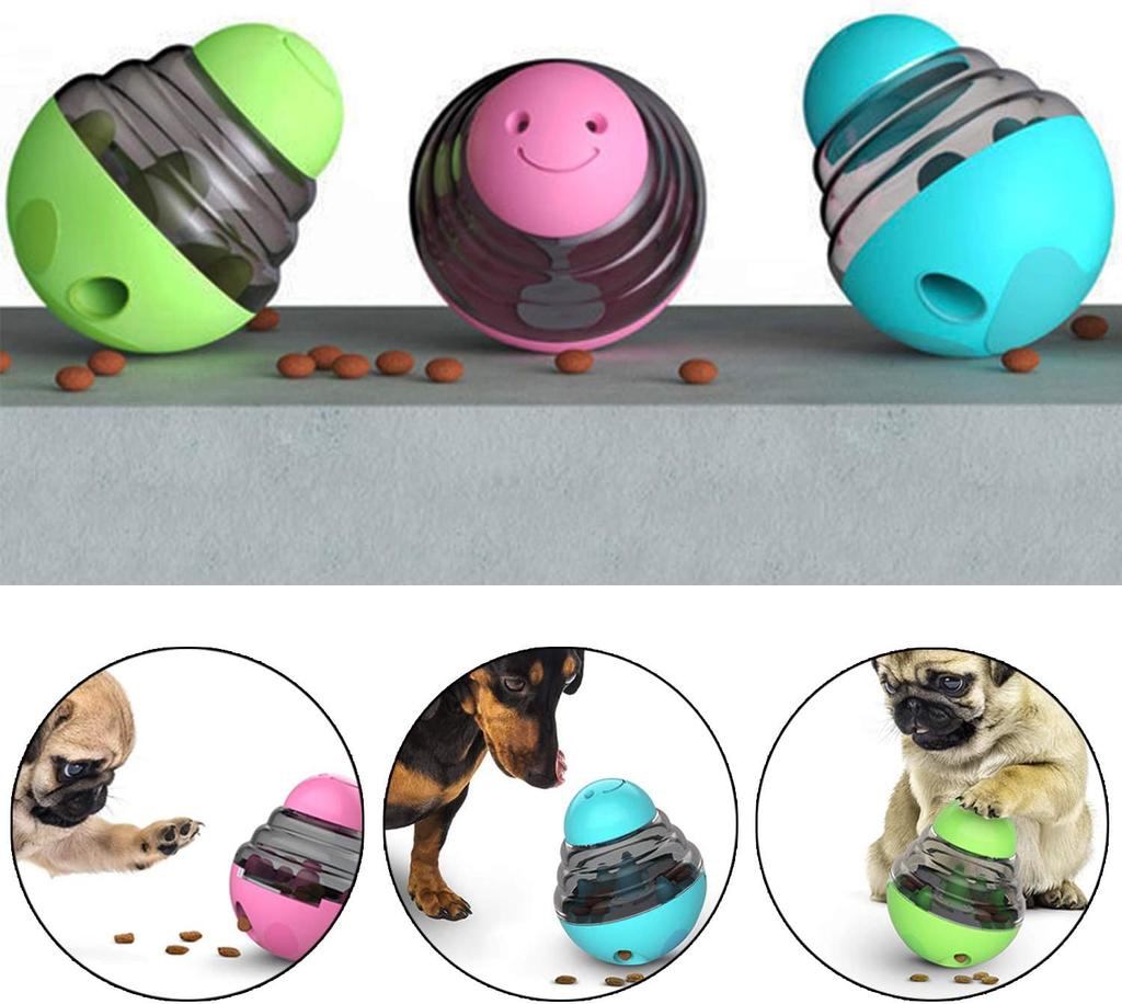 Automatic Pet IQ Chew Toy Ball Slow Tumbler Feeder Plastic Dog Dispensing Toy and Bowl Hot-selling