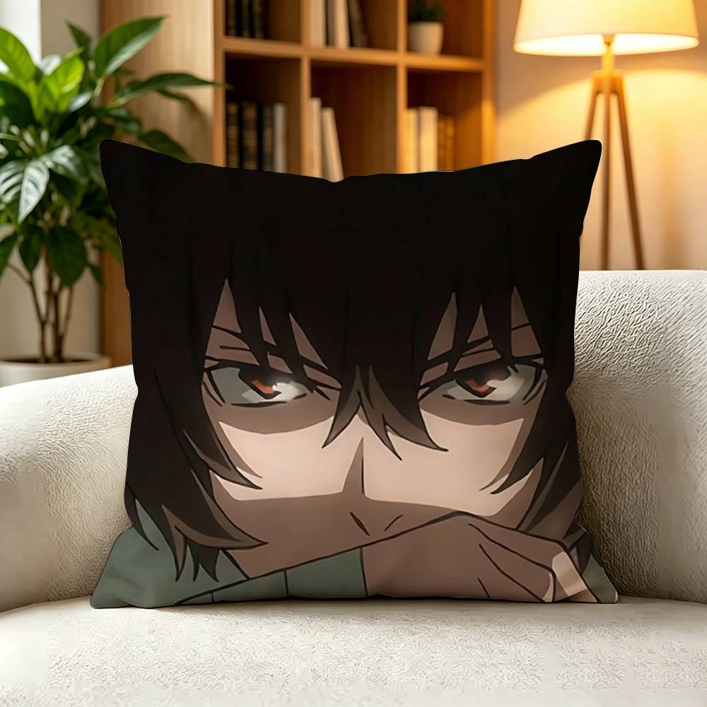 OOsamu Dazai Bungo Stray Dogs Anime  Pillow Case Square DoubleSided Sofa Cushion Cover Bedroom Bedside Pillow