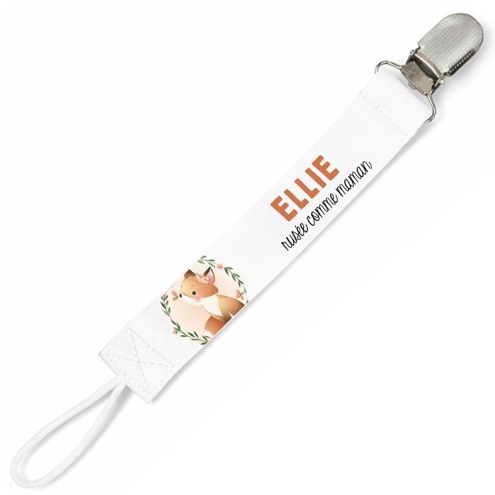 Planetee Attache tétine pour prénom ELLIE rusee comme Maman Renard | Attache sucette cadeau naissance