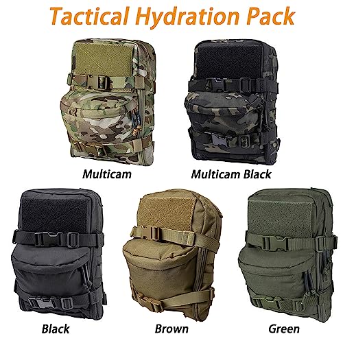TWINFALCONS Water Bag, Tactical Pouch, Hydration Pack, Military Style, 500D Nylon, Molle Water Bottle Pouch, Large Capacity Storage, Multi-Pockets, Mu