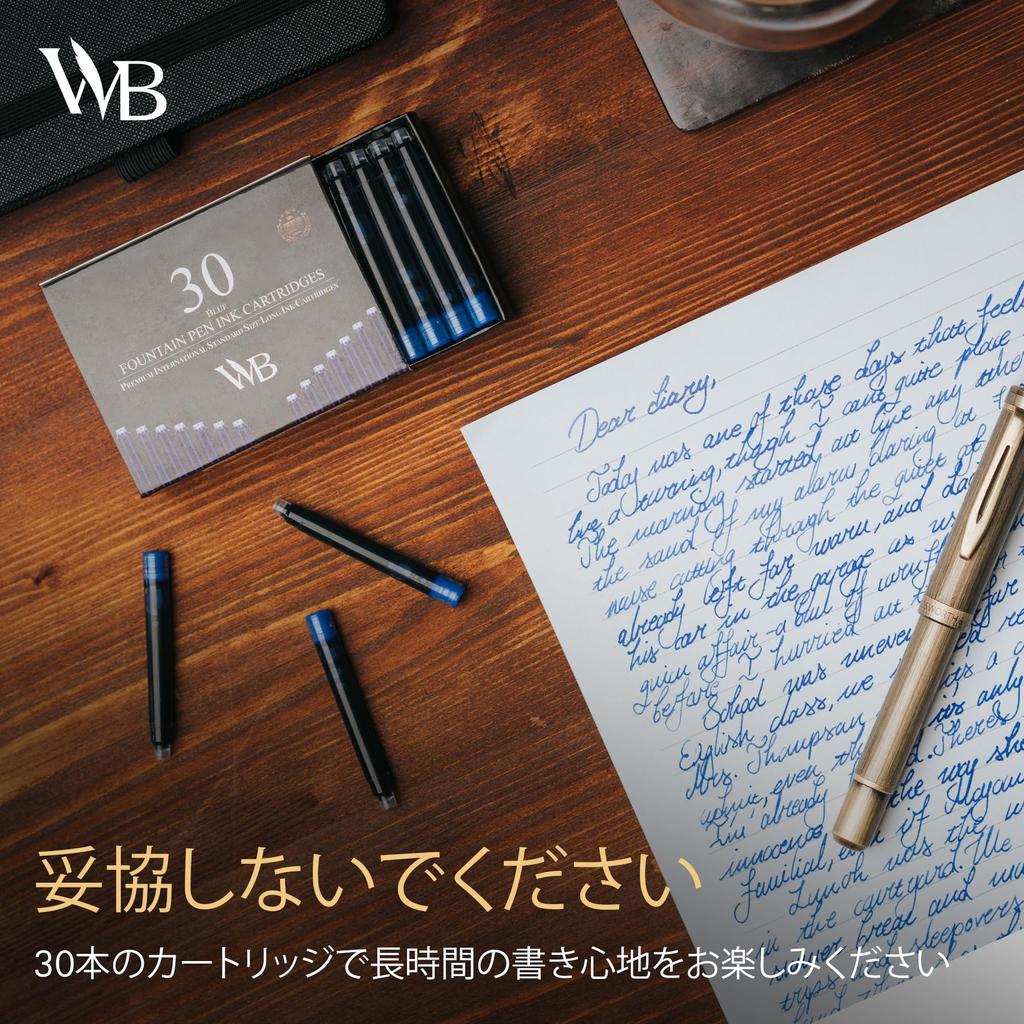 Чернила для перьевой ручки Wordsworth Black, набор из 30 синих чернильных картриджей, международный стандартный размер, приблизительная длина, приблизительный диаметр основания
