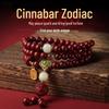 Cinnabar Zodiac Multi-Turn Bracelet with Hetian Jade for Birth Year - Unisex