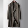 Мужское шерстяное пальто с открытыми плечами, двубортное, осенне-зимнее, шерстяное молодежное двухстороннее шерстяное пальто-тренч, повседневное пальто