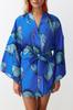 Women's Fashion New Kimono&Kaftan Floral Pattern Belted Mini Woven KimonoKaftan