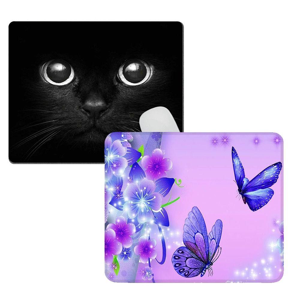 Multicolour Purple Butterfly Rectangle Mousepad Rubber+cloth Desktop Pad  Office