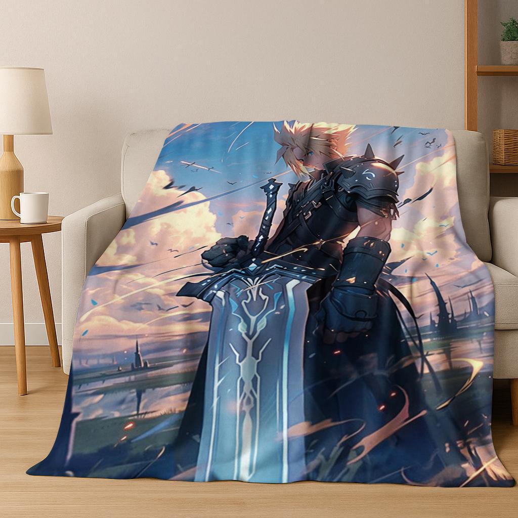 Мультяшное фланелевое одеяло Final Fantasy Сефирот Клауд Тифа, теплое и уютное мягкое покрывало для дома, спальни, кровати, дивана, ребенка