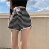 Повседневные женские шорты в шахматном порядке, свободные модные женские спортивные шорты с высокой талией и широкими штанинами, универсальные женские спортивные шорты