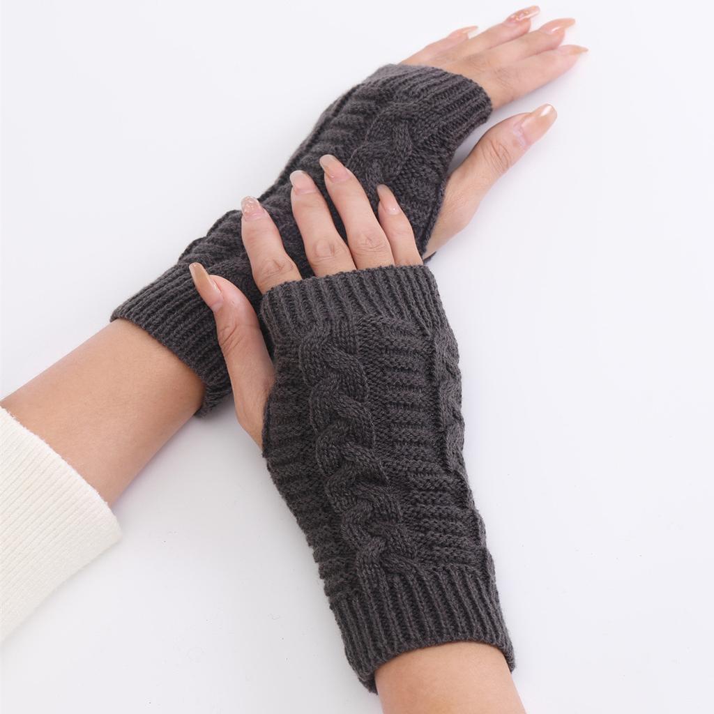 Women's Knitted Long Hand Gloves Warm Embroidered Mittens Winter Fingerless Glove for Women Girl