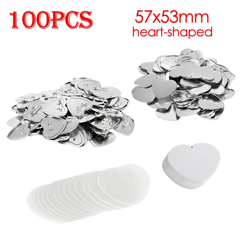 100 ШТ. 57x53 мм Сердцевидные Заготовки для Значков-Кнопок Металлические Пустые Сердечные Значки Штырьки Материалы для Самодельного Изготовления для Машинки для Значков