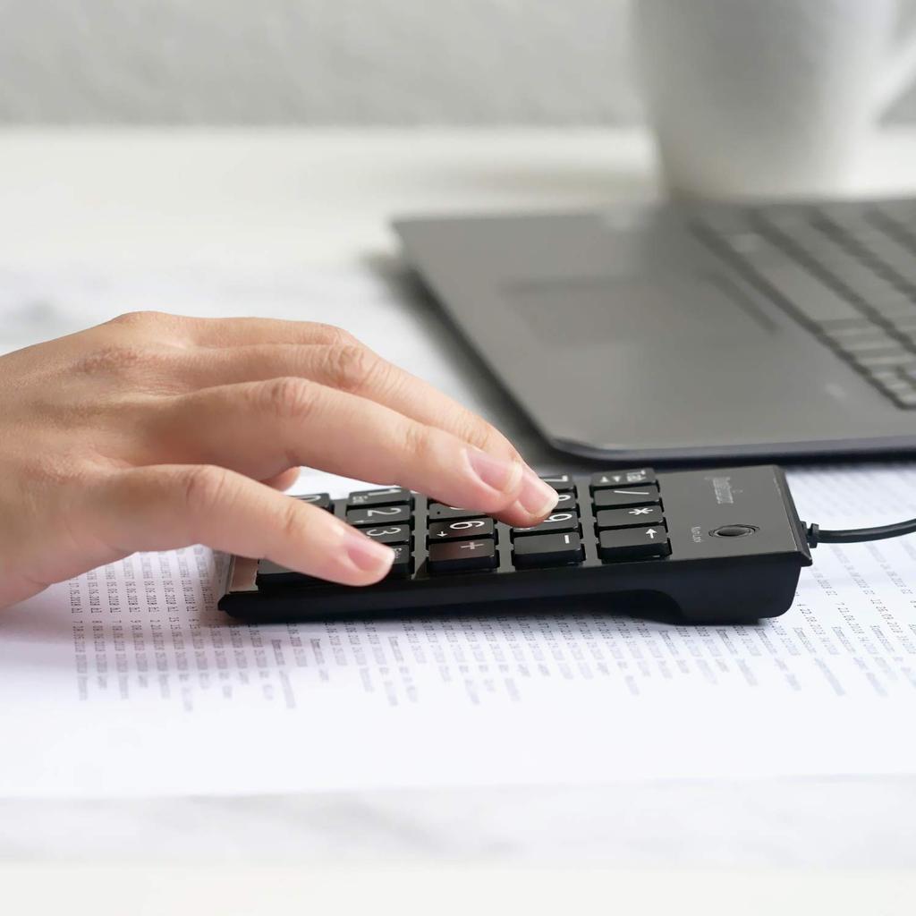 Perixx PERIPAD-202UB Wired Numeric Keypad with Panto-Keys, Tab Key, Large, Easy-to-Read Number Display, Black (Normal Color) [Authentic Warranty]