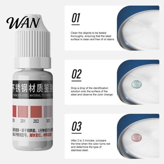Safe Test Solution 1/2Pcs 10ML Stainless Steel Testing Liquid, 200-316 Liquid Reagent, Metal Inspection Drops for Factory, Home, Workshop, Industrial