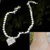 Women Summer Fashion Beach Feet with All-match Rhinestone Heart-shaped Pendant Full of Anklets Accessories Creative Gifts