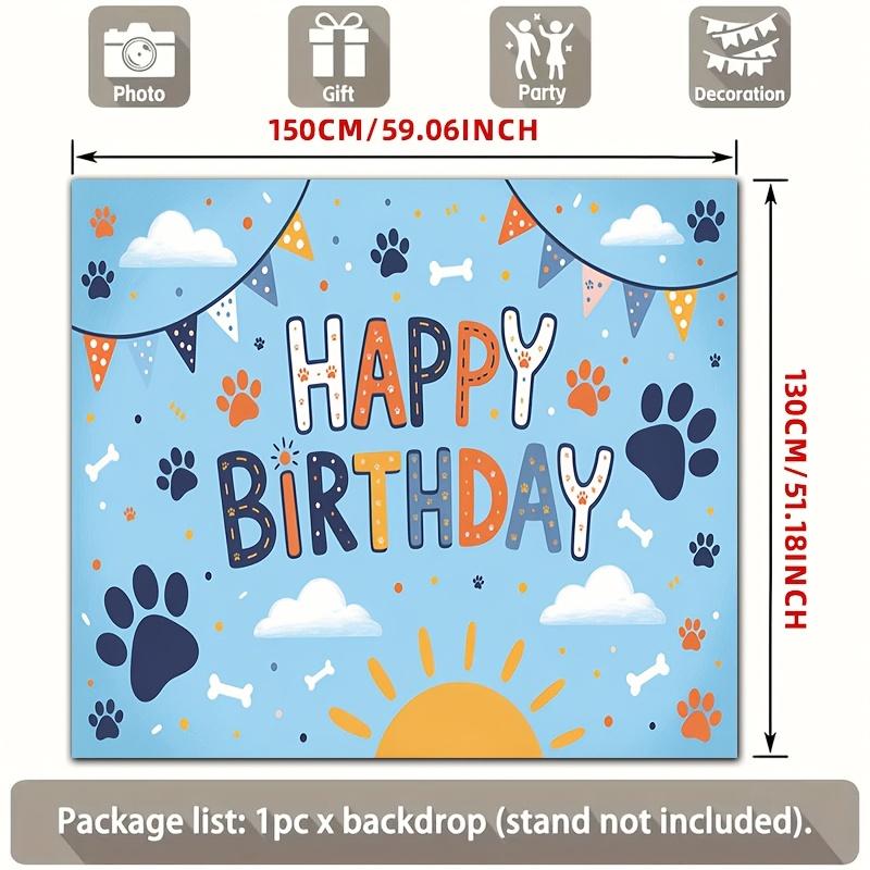2D flat style [Party Banner] 2D flat banner 1-piece birthday happy paw print bone blue joy pet.PMJ