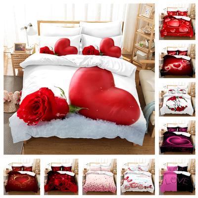 3D Love Постельное белье Пара Комната Пододеяльник Наволочка 2/3 шт. Праздничный подарок AU210 * 240 Полный размер Романтическая любовь Быстросохнущая Мягкий домашний текстиль