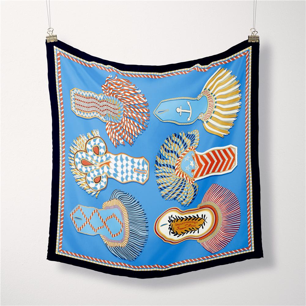 Silk Scarf Women Rope Print Square Scarves Wraps Bandana Small Hijab Foulards Lady Tie Headband Neckerchief 53CM