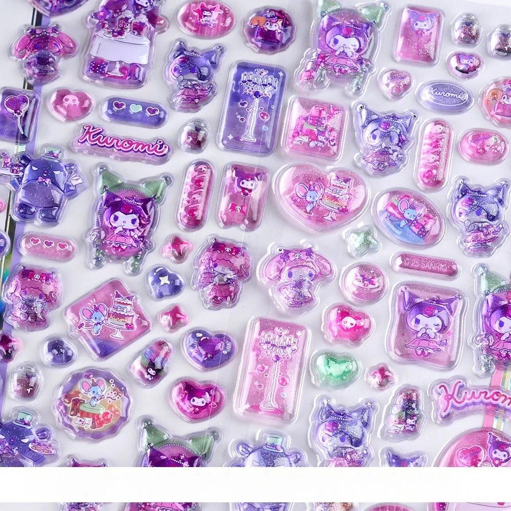 Желейная наклейка Игрушка DIY Кристальная Декорация 3D Наклейка Sanrio Hellokitty Black Beauty Melody Мультяшная Тема Детское Искусство и Поделки
