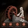 Fish Tank Ornament Waterwheel Skeleton Decoration for Tank, Spooky Skull Aquarium Underwater Decor Ornament, Landscaping Accessories