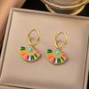 Elegant Retro Stainless Steel Earrings with Exaggerated Design for Women