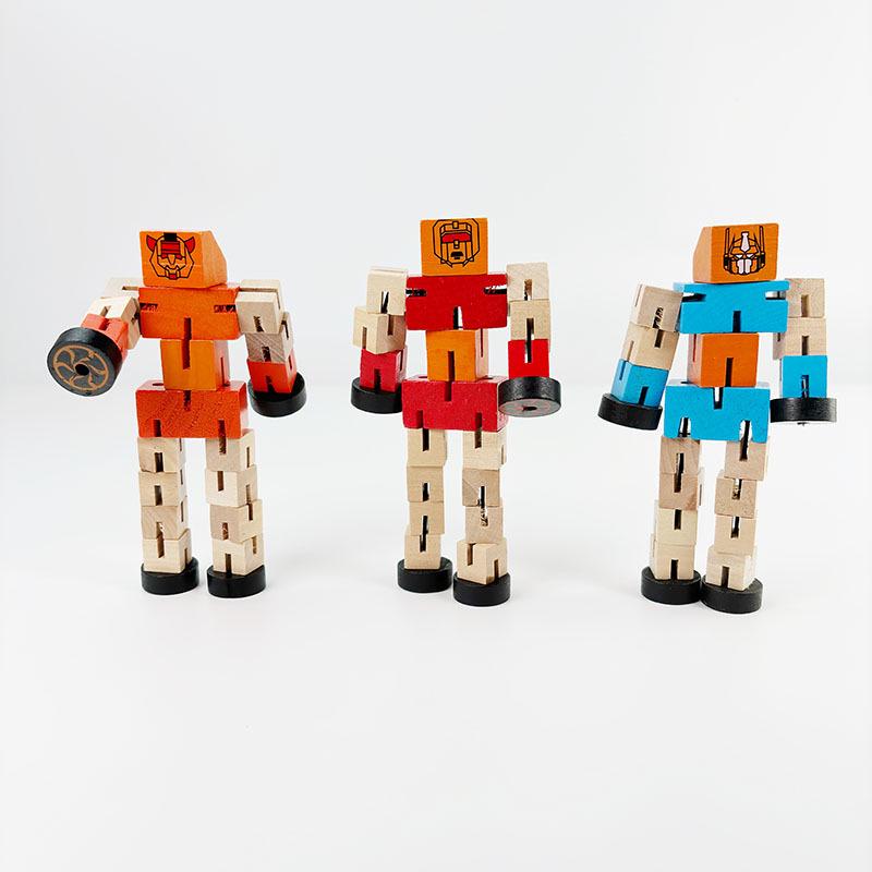 Best-Selling Wooden Transformer Cube Robot: Educational Building Blocks Toy for Kids