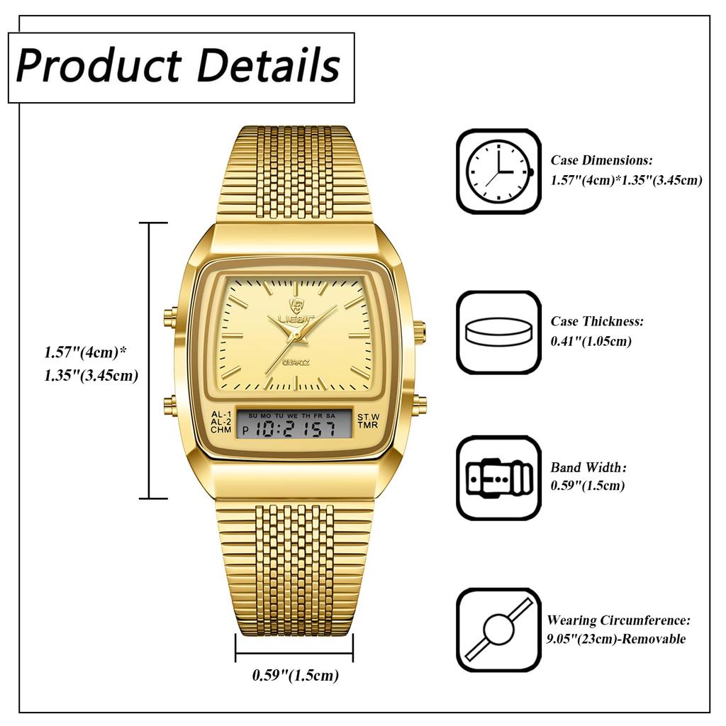 Waterproof Gold Antique Stainless Steel Rectangular Watch Quartz Watch Fashion Watch Gold Birthday Anniversary Day Christmas Day Present Men's