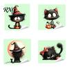 Halloween Bedroom Wall Art Glow in The Dark Switch Outlet Stickers, Cute Black Cat Witch Theme Decals Pumpkin Skull Decals, Waterproof Self-Adhesive