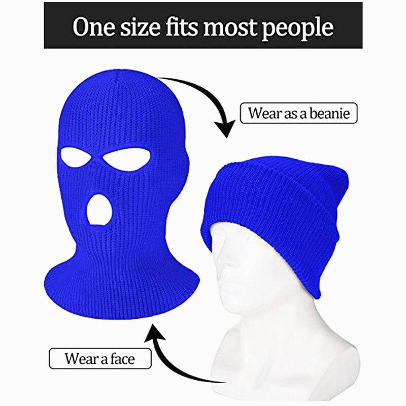 Модная вязаная маска-балаклава с 3 отверстиями на все лицо для лыж, зимняя теплая вязаная маска на все лицо для занятий спортом на открытом воздухе